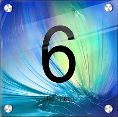 Huisnummer naambord plexiglas 20x20x0,5cm Kunst model1057 design - met naam bedrukken Huisnummerbordjes, Naambordje voordeur, naamplaatje voordeur, huisnummer bord, huisnummer borden