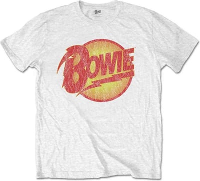 David Bowie - Vintage Diamond Dogs Logo Heren T-shirt - S - Wit