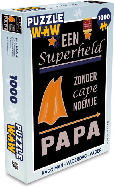 Puzzel Papa - Quotes - Een superheld zonder cape noem je papa - Spreuken - Legpuzzel - Puzzel 1000 stukjes volwassenen - Vaderdag cadeautje - Cadeau voor vader en papa