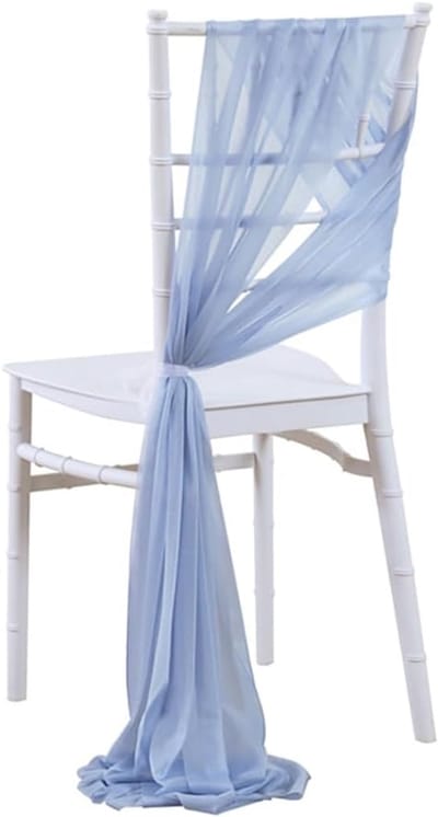 Set van 6 chiffoen stoelhoezen voor bruiloften en evenementen - Decoratieve zitbescherming in blauw