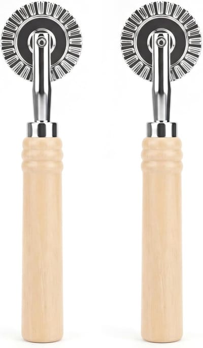 Pizzasnijders Set - Deegwiel Keuken - Bakken En Koken - Ergonomisch Houten Handvat - 2 Stuks