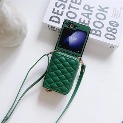 Portemonnee met Rits en Crossbody Band met Kaarthouder Telefoonhoesje voor Samsung Galaxy Z Flip 6 5 4 Flip6 Flip5 Flip4 Flip3 Leren Hoesje Cover For Galaxy Z Flip4
