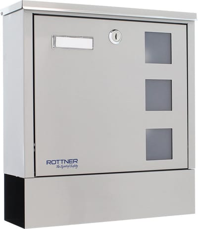 Rottner Brievenbus Lago RVS - 33x30.5x9.7 cm - Inworp: 27,8 x3,6cm