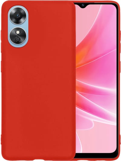 Hoesje - Geschikt voor OPPO A17 - Sterk & Shockproof - Hoes Cover - Siliconen Case - Telefoonhoesjes - Rood