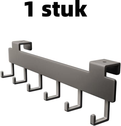 1 stuk - Haken - Kastdeurhaken - Opbergrek voor kledingkastdeuren - Deurhaken zonder boren - Wandgemonteerd opbergrek voor kasten - 30*6,3*4,4 cm - Grijs