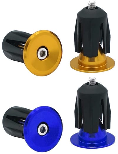 Aluminium Handvat Eindkappen voor Fietssturen - Geschikt voor Racefiets, Mountainbike en BMX (Goud + Blauw)