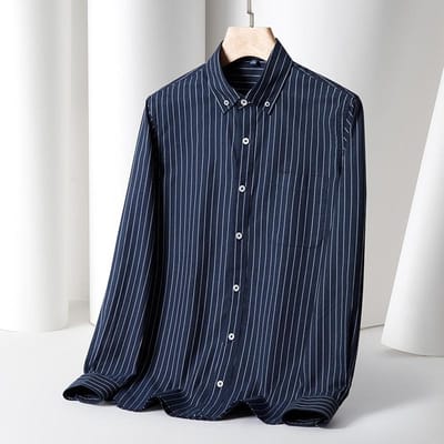Lente en Herfst Nieuw Oxford Gesponnen Katoen Lange Mouw Herenshirt Strijkvrij Alles-passend Werkshirt Heren Zakelijk Inch Shirt M gray