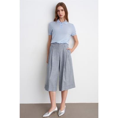 Hoge Taille Plissé Brede Pijpen Capri Broek