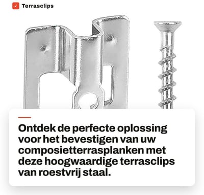 Dailygoods- Terrasclips 100 stuks - Bevestigingsclips voor WPC planken - Roestvrij staal - Inclusief schroeven - Hoogte 6-9 mm - Schokbestendig