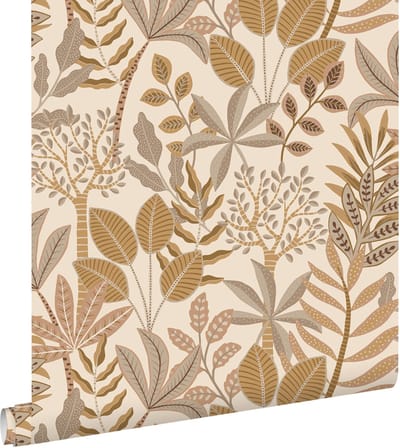 ESTAhome behang bladeren beige en zandkleurig - 50 x 900 cm - 139678
