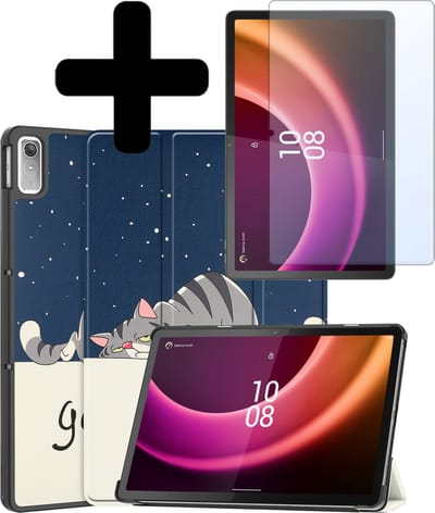 Hoes - Geschikt voor Lenovo Tab P11 (2e / 2nd Generatie) - Met Screenprotector - Trifold Bookcase - Hard Cover - Hardcover Book Case - Tablet Hoesje - Kat