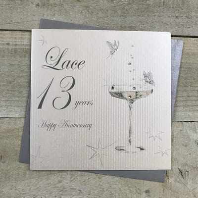 Handgemaakte Jubileumkaart 'Lace' Katoen voor 13 Jaar