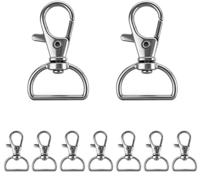 Dailygoods - 30 stuks karabijnhaken met D-ring, metalen sleutelhangers, 360° draaibaar