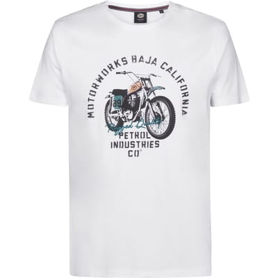 Petrol Industries - Heren T-shirt met print Fumarola - Wit - Maat XXL
