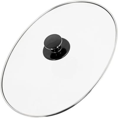 Glazen Deksel - Ovaal Deksel - Koken - Met Knopgreep - 33 x 25 cm - Transparant