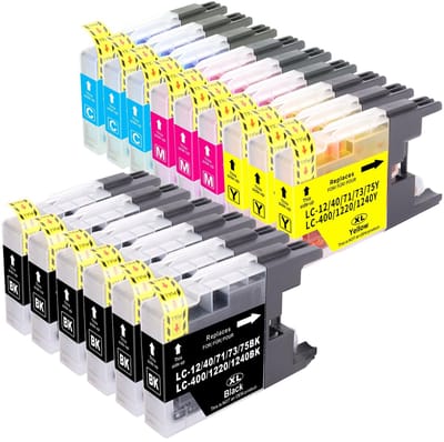 Dailygoods- Inktcartridge Compatibel met Brother - LC1220XL/LC1240XL/LC1280XL - 15 Stuks - Zwart/Cyaan/Magenta/Geel - Tot 600 Pagina's - Niet Origineel - Inktpatronen