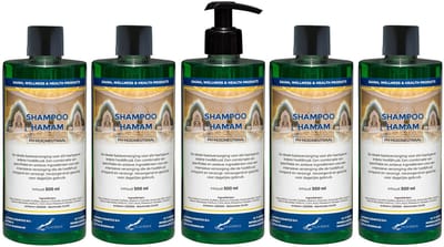 Shampoo Hamam 500 ml met zwarte pomp - set van 5 stuks - voordeelverpakking - haarverzorging