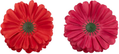J-Line bloem Bol Dia 13cm - kunststof - roze/rood - 2 stuks