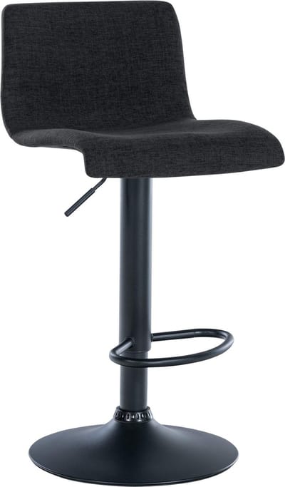 CLP Branford Barkruk - Met rugleuning - Met voetsteun - Metalen frame - zwart/zwart