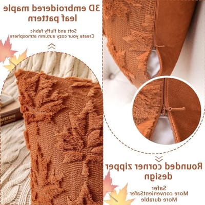 Herfst Kussenhoezen 40x40 cm - 2 Stuks Decoratieve Kussens voor Bank met Pompoen en Esdoornbladeren - Ideaal voor Woonkamer en Herfstdecoratie