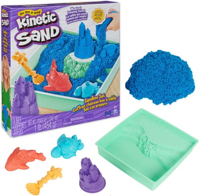 Kinetic Sand - Zandbak-set met 454 g speelzand 4 vormen en gereedschap - Sensorisch speelgoed - stijlen kunnen variëren