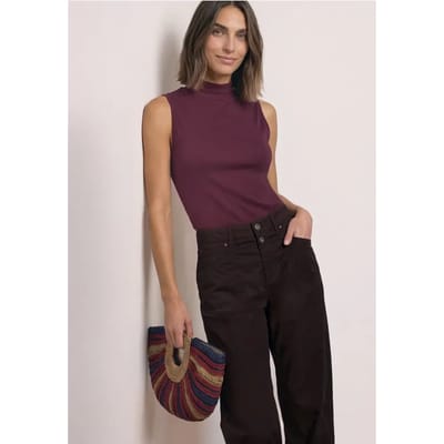 Top in Silk-Look met coltrui