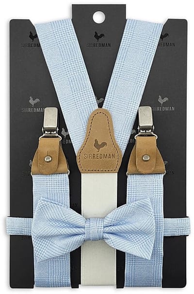 Sir Redman - Bretels met strik - bretels combi pack Charming Charles Babyblue - lichtblauw / wit