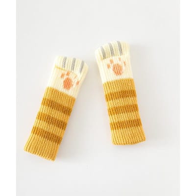 Stoelsokken, Stoelpootbeschermers voor Hard Houten Vloeren, Stoelpootbeschermers in Kattenpootvorm Ter Bescherming van Vloeren, Stoelpoot Vloerbeschermers om Krassen te Voorkomen Yellow Brown veelkleurig