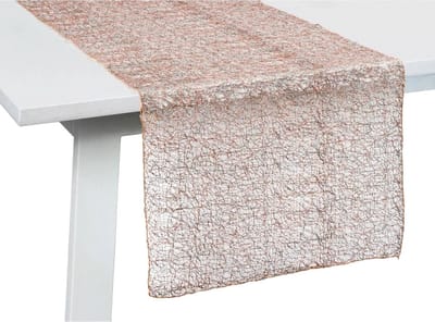 Tafelloper Pichler Veneto QU - 45 x 140 cm - netstructuur - koper / zilver - bruiloftsdecoratie - feestelijk - open weefsel