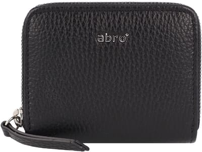 abro Leren Portemonnee Leather Adria Zip Wallet Black / Nickel Zwart
