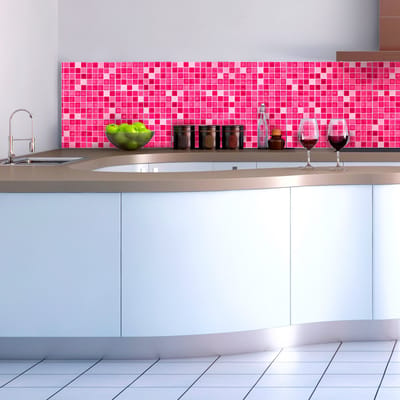 Zelfklevende tegelmuurstickers voor keuken en badkamer - 9 Azulejo mozaïektegelstickers in verschillende roze tinten - 9 stickers van 15x15 cm