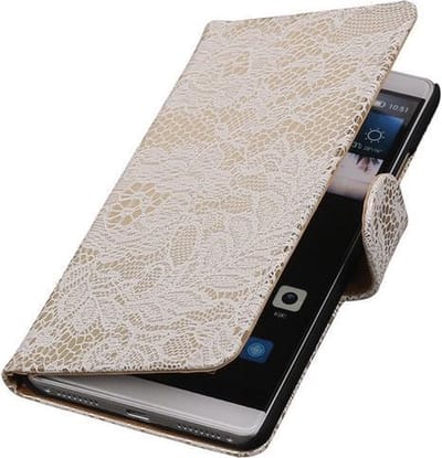 Wit Lace Booktype Huawei Mate S Wallet Cover Hoesje