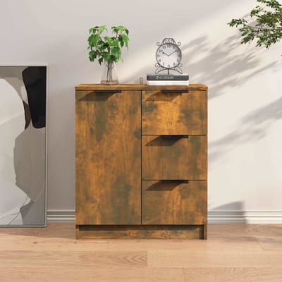 vidaXL - Dressoir - 60x30x70 - cm - bewerkt - hout - gerookt - eikenkleurig