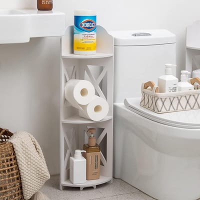 Corner Shelf for Living Room Bathroom - Waterproof Organizer Rustproof Shower Caddy - Freestanding Ladder Corner Shelf for Small Spaces White - by Catty