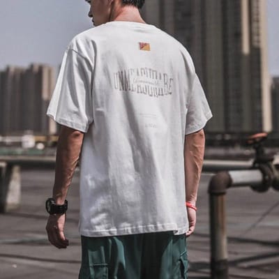 100% Katoen Hong Kong Stijl Retro Korte Mouw Heren T-shirt Japanse Veelzijdige Trend Losse Top met Halve Mouw M wit