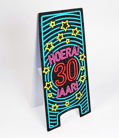 Warning Sign Hoera 30 Jaar Neon 62,5cm