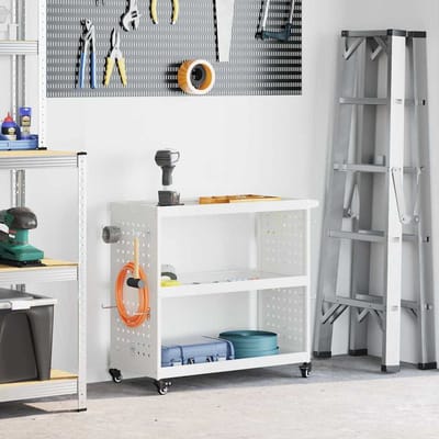 vidaXL - Gereedschapswagen - Wit - 75 - x - 35 - x - 73 - cm - Koudgewalst - staal