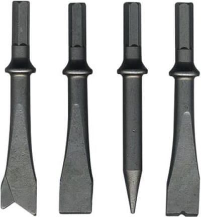 CriKo set van 4 korte beitels voor compressor hakhamer - Zeskant schacht Ø 10.2 mm - Lengte 125 mm