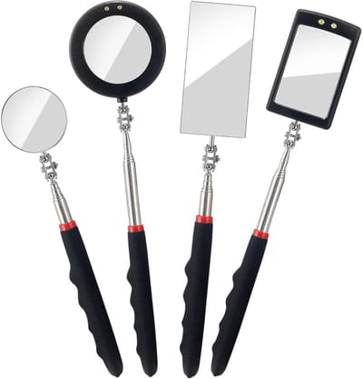 Zeynomax - Telescopische Inspectiemirror - LED Verlichting - 4-delige Set - Voor voertuigen - Handgereedschap - Inspecteren - Kleine onderdelen - Co..