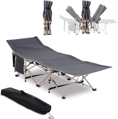 Faltbares Campingbett mit Tragetasche - Campingliege aus stabilem Stahl und Oxfordgewebe - 190 x 68 x 52 cm