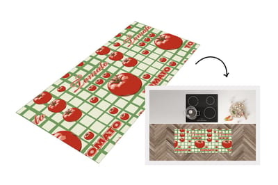 Keukenloper - Loper keuken - Tomaat - Patronen - Fruit - Vintage - 120x50 cm - Keukenloper vinyl