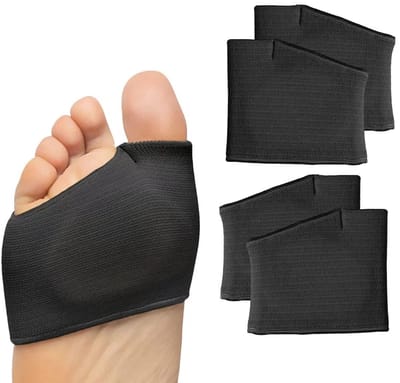 Daity Middenvoetsbeenkussentjes voor mannen en vrouwen - Middenvoetsbeenkussentjes voor sesamoiditis - metatarsalgie - 2 paar stoffen hoezen met gel-inzetstukken (groot - zwart)
