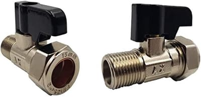 Isolatiekraan - Kogelkraan - Sanitair Reparatie - WRAS Goedgekeurd - 15mm x 3/8" - Chroom