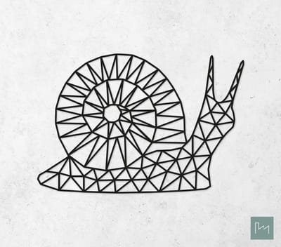 Laserfabrique Wanddecoratie - Geometrische Slak - Medium - Zwart - Geometrische dieren en vormen - Houten dieren - Muurdecoratie - Line art - Wall art