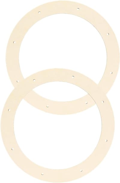 Houten krans frame voor wanddecoratie, platte cirkelkrans met bloemenbanden, perfect voor slaapkamer en interieur, set van 2 stuks