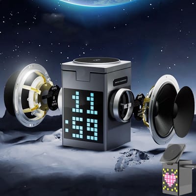 KZQ Draadloze magnetische telefoonlader en oplaadstation - Met alarmklok en Bluetooth speaker - Voor meerdere apparaten - Grijs