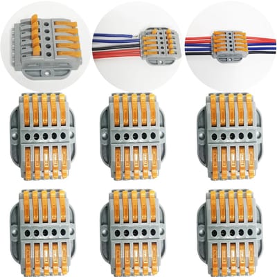 Allecto - Kabelverbinders - Draadverbinder - Compacte steekklemmen - 6 stuks - Elektrische aansluitblokken - Eenvoudig te gebruiken - Geschikt voor...