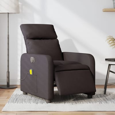 vidaXL - Massagestoel - elektrisch - verstelbaar - stof - donkerbruin
