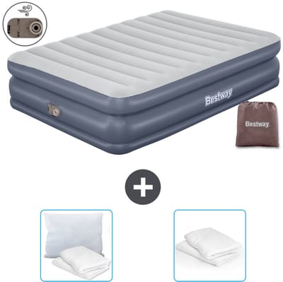 Bestway luchtbed - 2-Persoons - 152 x 203 x 51 cm - Grijs - - Inclusief pomp - Kussen en Kussenbeschermer