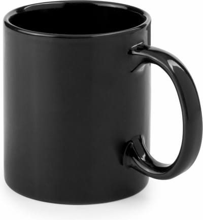 Bellatio Design Koffie mokken/bekers - keramiek - glans - met oor - zwart - 370 ml